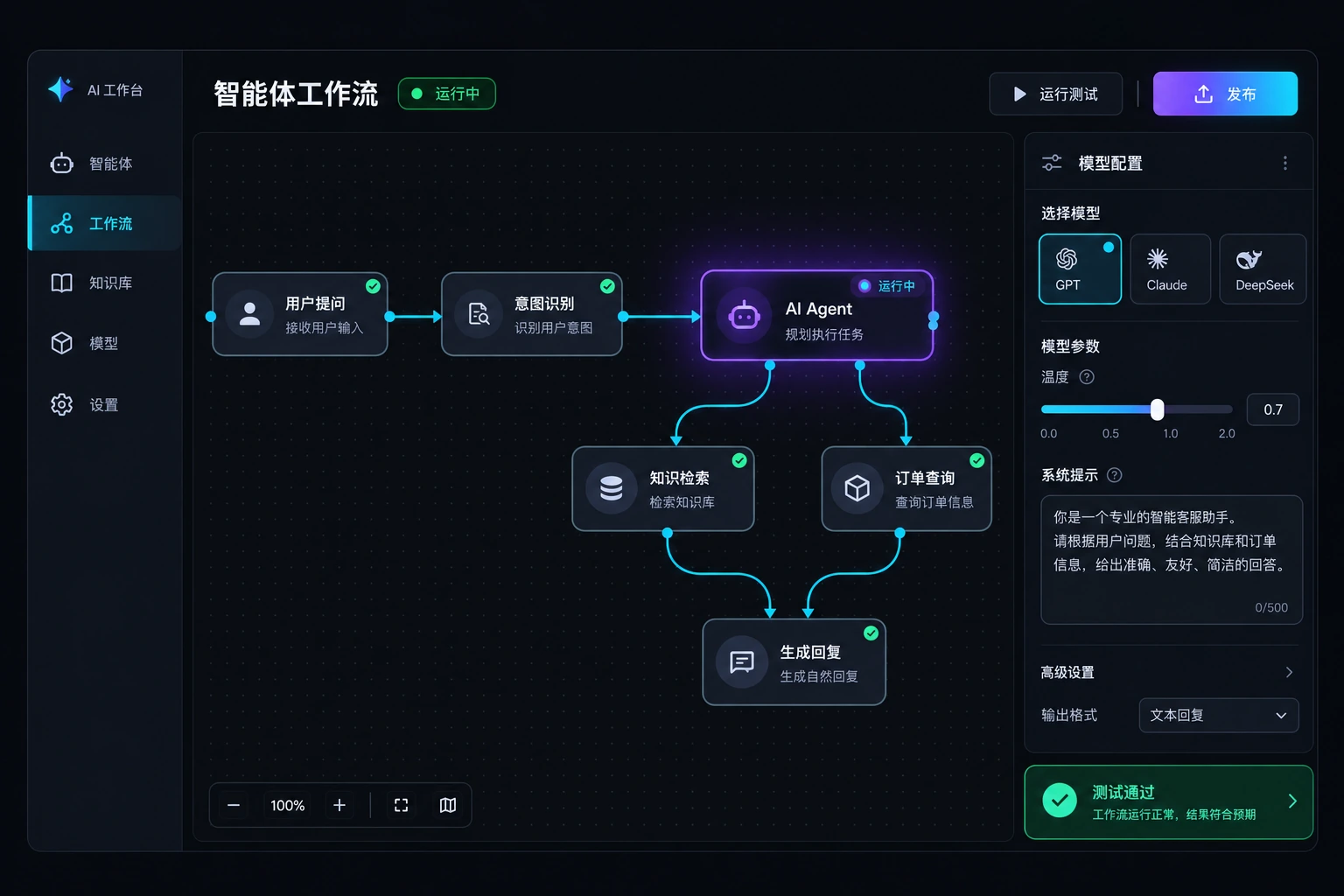 企业级 AI Agent 平台 · AI 界面示意